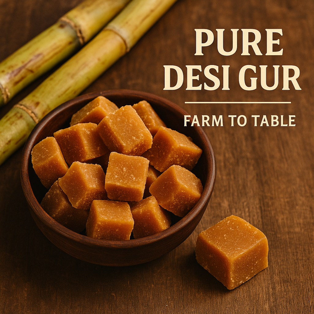 Handmade desi gur in rustic bowl